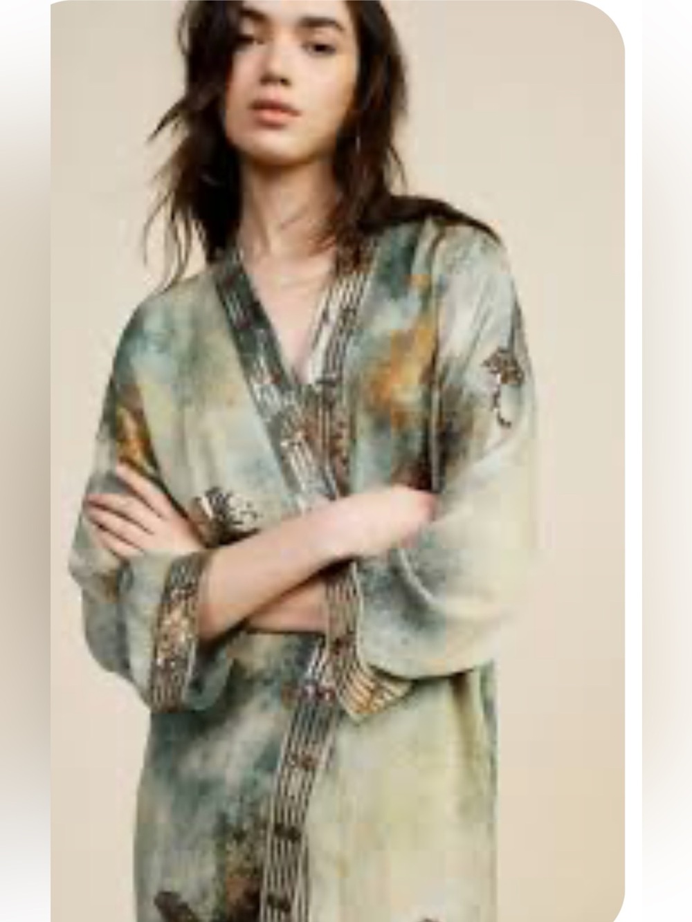 ADORE Tie Dye Fabric with Beaded Trim